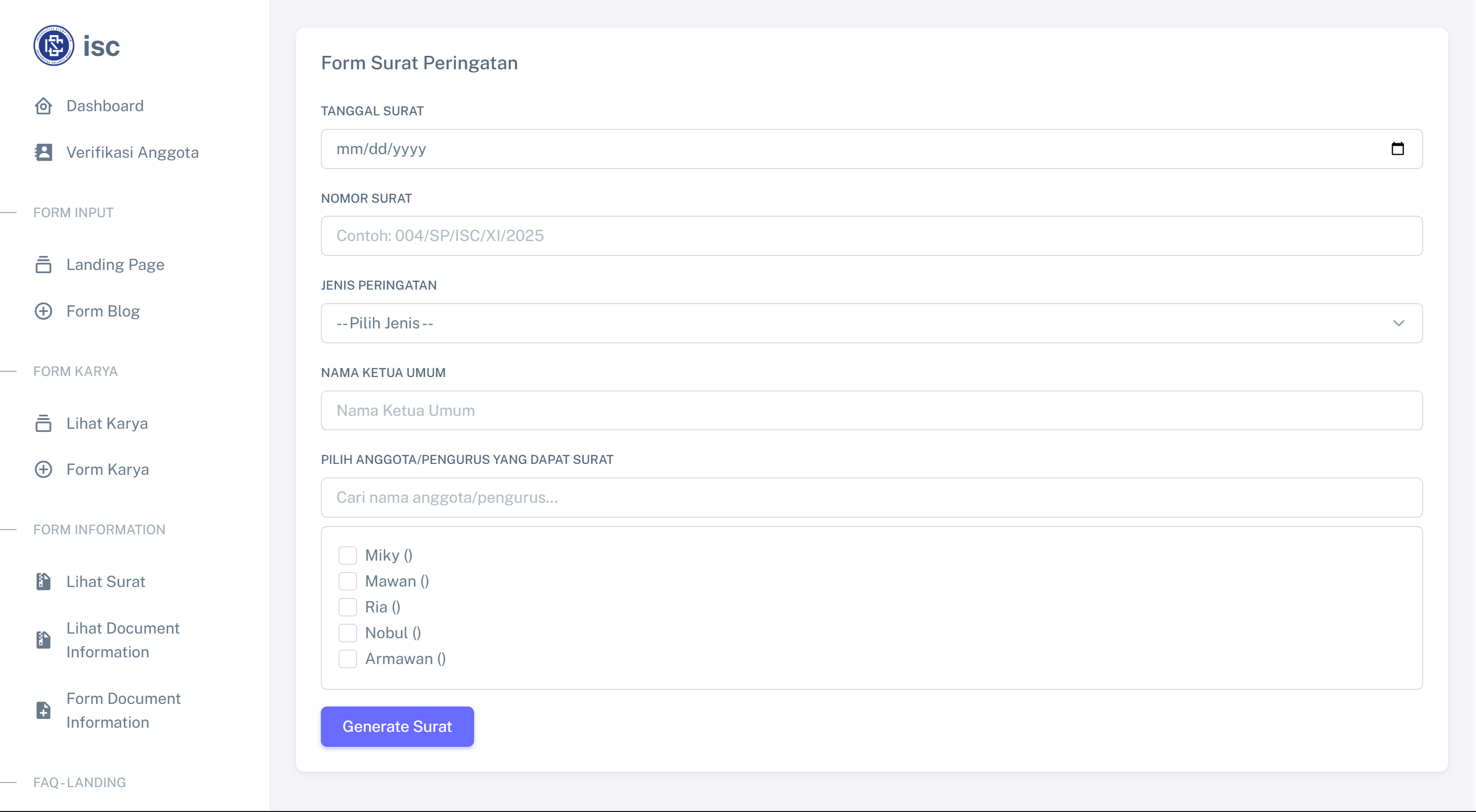 Sistem Pembuatan Surat Otomatis